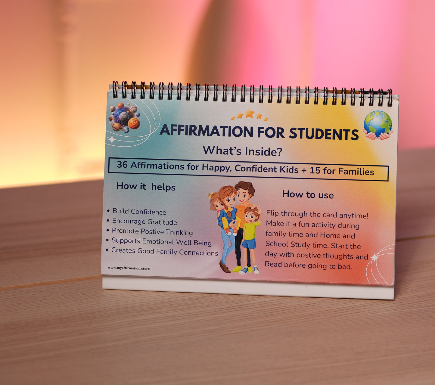 Kids' 36+ Affirmations Flipboard for Study Table: Inspire Confidence & Positivity Every Day